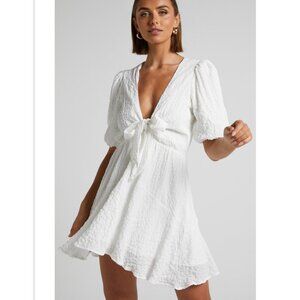 Rosalei Puff Sleeve Tie Front Mini Dress